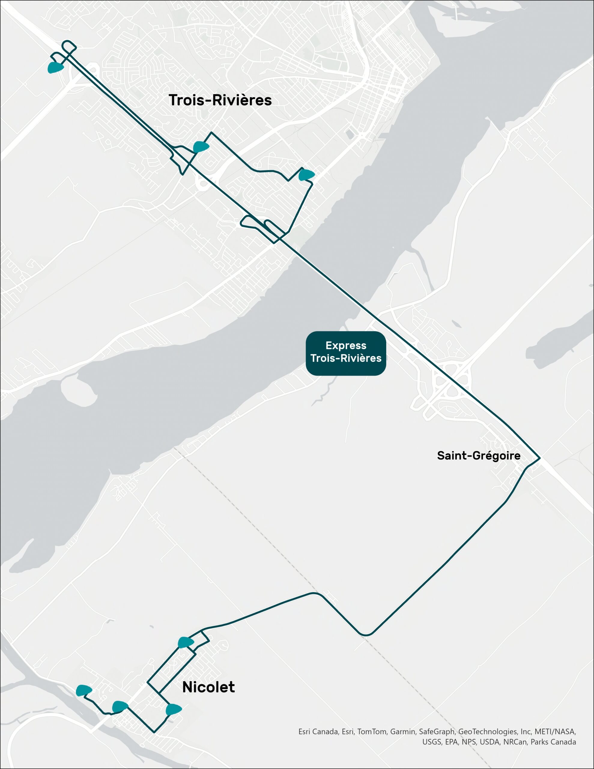Plan du circuit Express Trois-Rivières
